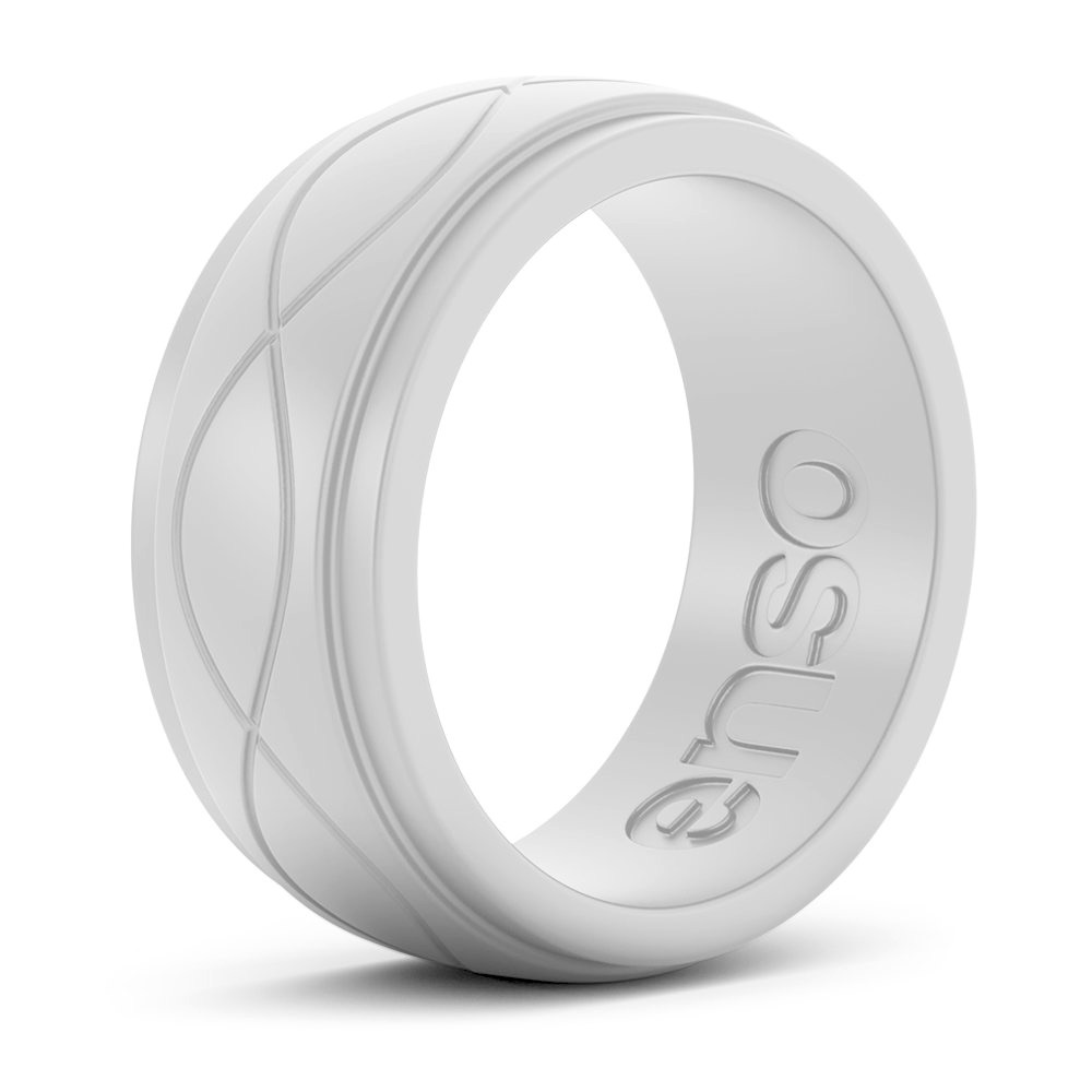 ENSO Rings MEN'S INFINITY SILICONE RING Wedding Band MISTY GRAY Size 8 NEW